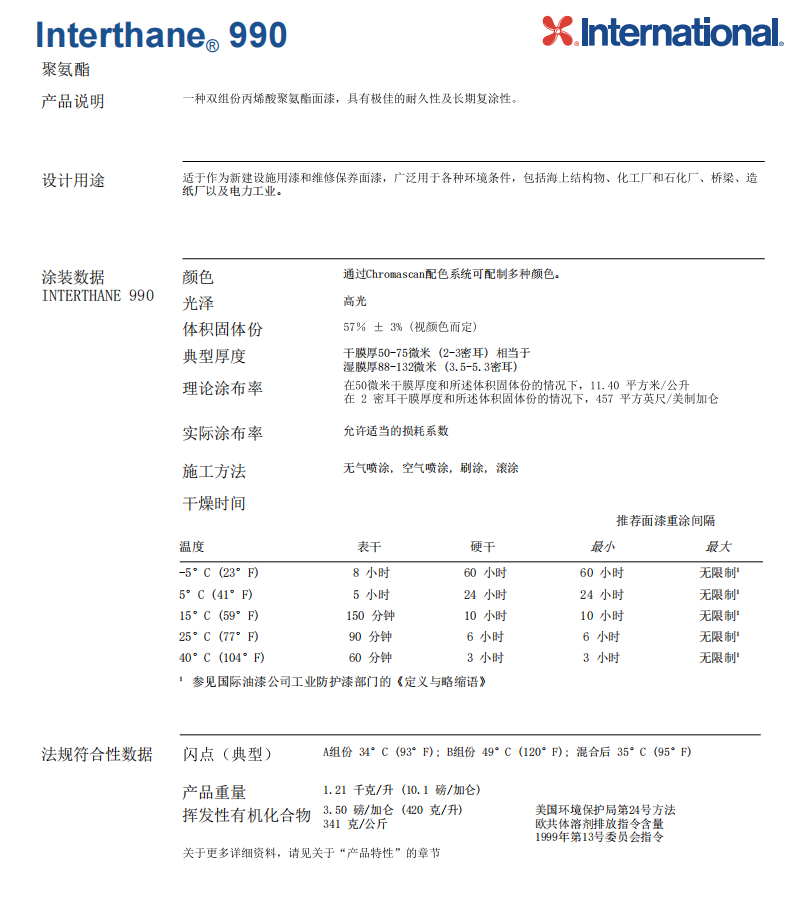 Interthane 990脂肪族丙烯酸聚氨酯面漆国际牌油漆
