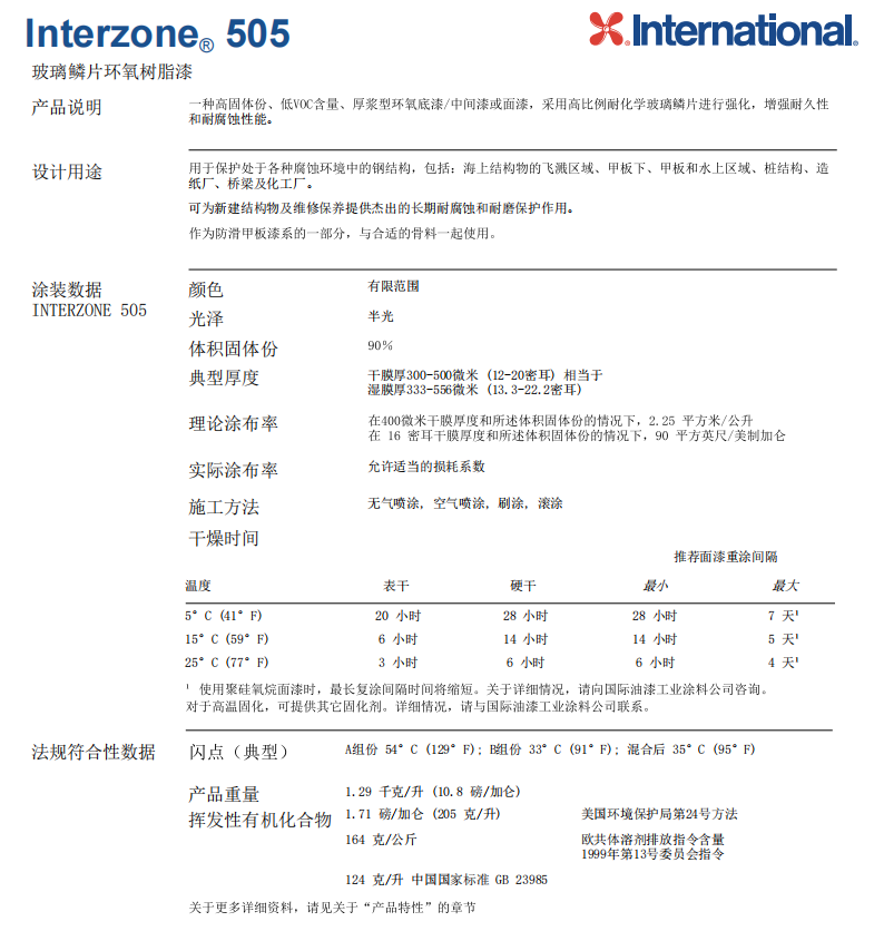 Interzone 505玻璃鳞片环氧树脂漆International国际油漆