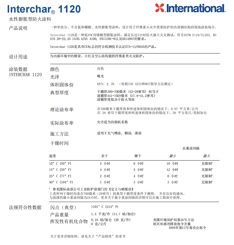 Interchar 1120水性膨胀型防火涂料阿克苏